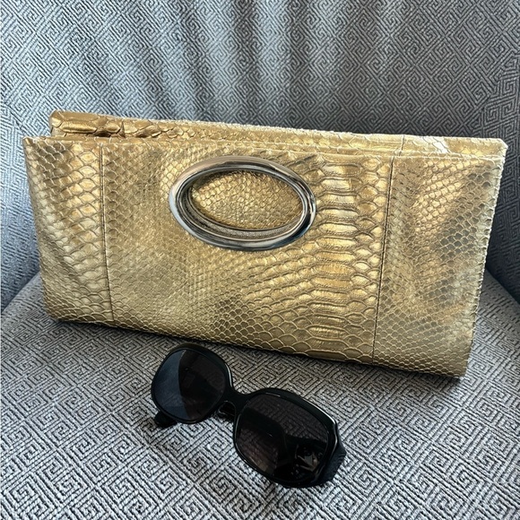 NYARTIFICAL Handbags - Gold Snakeskin Statement Clutch – NYArtificial by Jessie Kahn